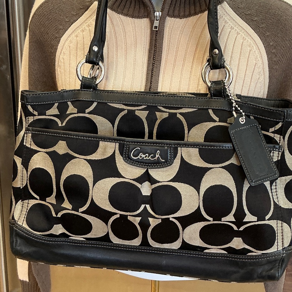 Coach jacquard monogram large tote bag